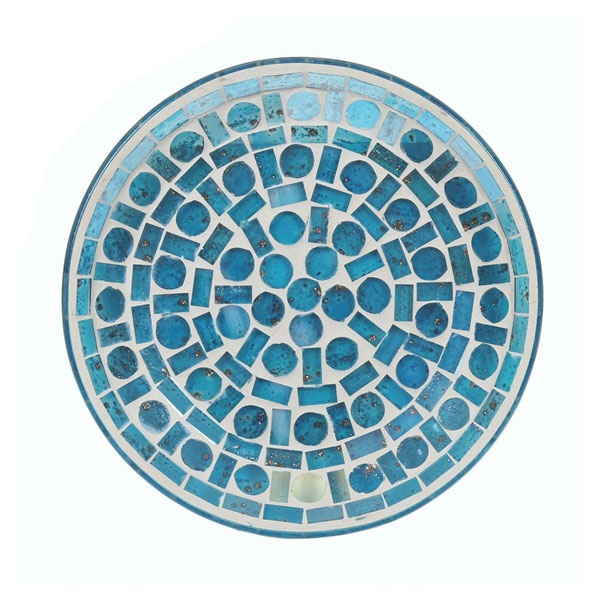 Candle Plate, Blue Criss Cross